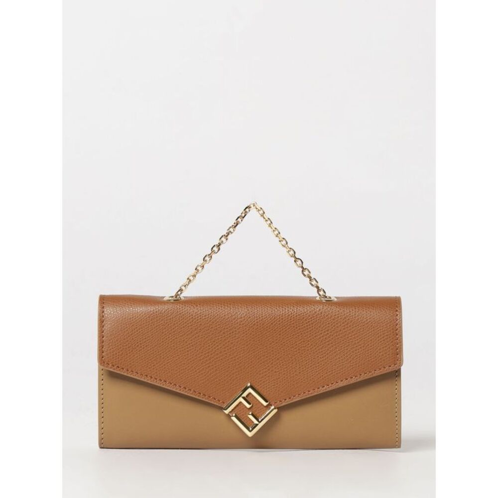 Fendi Women Ff Diamonds Grained Calfskin Wallet On Chain Fendi With Monogram